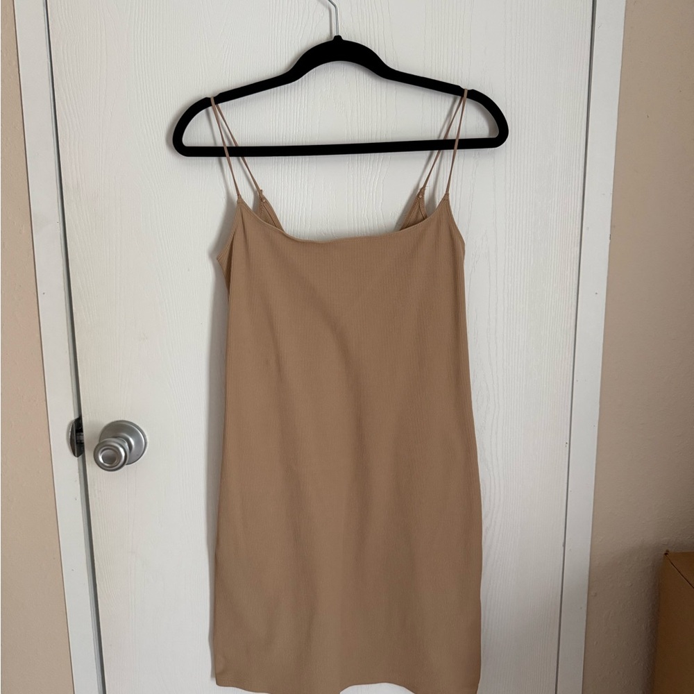 Abercrombie & Fitch Beige Ribbed Dress